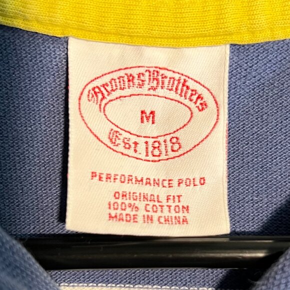 Brooks Brothers 100% Cotton Blue w White Stripes Performance Polo SZ Medium - Picture 2 of 7